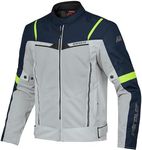 WARDLER Mesh Motorcycle Jacket Men, Riding Jacket, Lightweight for Summer, Sportsbike, Biker Jacket, CE Level 1 Armor, HI VIS (US, Alpha, Medium, Regular, Tall, Silver-Deep Blue-Neon Yellow)