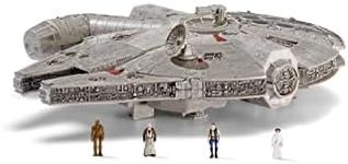 Star Wars Micro Galaxy Squadron Assault Class Millennium Falcon - 7-Inch Vehicle with 1-Inch Han Solo, Chewbacca, Princess Leia and OBI-Wan Kenobi Micro Figures, Multicolor