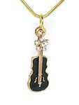 JewelleryJoy Music Violin Microphone Piano Necklace in an Organza Gift Bag Sterling Silver Chain (Black Violin)