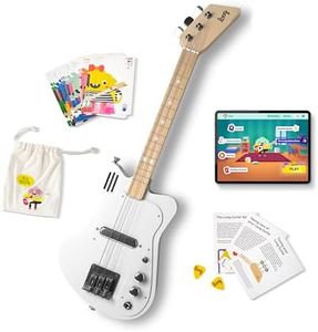 Loog Mini Electric kids Guitar for Beginners built-in Amp Ages 3+ Learning App and Lessons Included White
