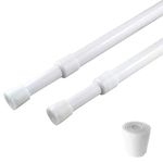 2 Pack Curtain Rod Adjustable 28-43 Inches，5/8" Diameter， White，Small Short Expandable Spring Loaded Tension Rods For Window, Bathroom, Cupboard,Kitchen