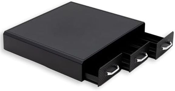 Intirilife Porte-capsules de café 3 tiroirs en noir - 34.2x32.6x6.4 cm - Boîte compatible avec Nesspresso (48 pièces) ou K-Cup (36 pièces) Boîte de rangement pour la plupart des capsules de café Pads