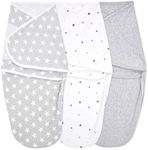 aden + anais, Cotton Knit Baby Wrap, Newborn Wearable Swaddle Blanket, 3 Pack, Twinkle, 0-3 Months