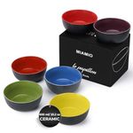 MIAMIO - 6 x 600 ml Stoneware Bowl Set Outside Black Inside Colorful - Le Papillon Collection (Multicolor)