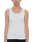 Enamor E025 Essentials Stay New Slim Fit Soft, Naturally Breathable Cotton Fabric Tank Top For Women(E025-White-M)