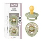 BIBS Pacifiers - Studio Collection | Natural Rubber Baby Pacifier | Set of 2 BPA-Free Soothers | Made in Denmark | (Jasmine Sage, 0-6 Months)