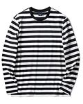 Zengjo Black and White Striped Shirt (Black&White Wd,S)