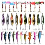 SHADDOCK Fishing Lures Kit Spoon Spinnerbaits Swimbait Crankbaits Minnow Variety Kit Rooster Tail Trout Spinner Salmon Spoons Walleye Assorted Metal Hard Lures Spinners Bait(CK301)