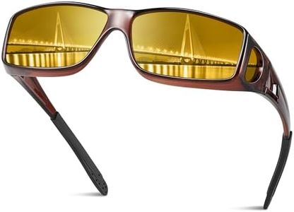 konqkin Night-Driving-Glasses-Anti Glare-Yellow Driving Glasses-Sunglasses-Mens-Women-Polarised- Over-Prescription-Glasses-Wrap-Around-Sunglasses-UV400 For Driving,4