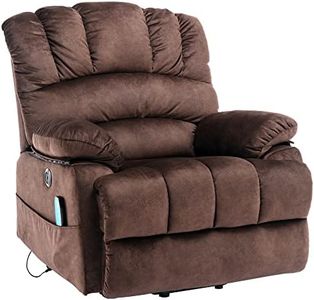 ZYLOYAL10 Electric Power Lift Recliner Chair Sofa with Massage and Heat for Elderly, 2 Side Pockets and USB Ports Armchair for Seniors Living Room Riser and Recliner Chairs (Brown)