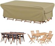 Velway Patio Table Cover Rectangle Waterproof Patio Furniture Cover for Outdoor Table and Chairs 84”Lx52”Wx29”H Oxford Dining Table Cover Tear-Resistant Wind Dust Proof Khaki