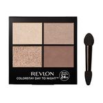 REVLON ColorStay 16 Hour Eyeshadow Quad with Dual-Ended Applicator Brush, Eye Makeup for Day & Night, Addictive, 0.16 Oz/4.5g