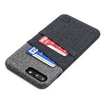 Dockem iPhone 8 Plus/iPhone 7 Plus Wallet Case - Slim Synthetic Leather Card Case with Canvas Twill Style Finish & 2 Credit Card Holder Slots [Black and Grey]