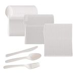 Compostable Cutlery Set Disposable Utensils-Eco Friendly Biodegradable flatware-150 Piece(50 Forks|50 Spoons|50 Knives)-Made from Starch Durable and Heat Resistant Great for Party Restaurant