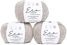 100% Eco Highland Wool Yarn Set of 3 Skeins (150 Grams) Worsted Weight Natural Colors (No Dyes) - Sourced Directly from Peru - Heavenly Soft and Perfect for Knitting and Crocheting (Eco Soft Gray)