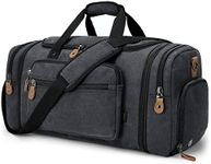 Gonex Canvas Duffle Bag 60L Travel Duffel Overnight Weekend Bag with Shoe Compartment (Dark Gray)