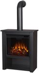 Real Flame Black Hollis Electric Fireplace - Freestanding with Remote Control - 6 Flame Colors & 5 Brightness Levels, Black