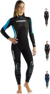 Cressi womens Full 1 piece Scuba Wetsuits, Black/Aquamarine, XL C 38 -40 W 28 -30 H 5 9 -6 US