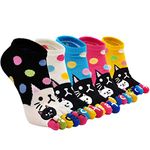 ZAKASA Toe Socks for Women Five Finger Socks Cat Dog Cotton Athletic Running Ankle Socks Christmas Gifts