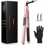 Hair Straighteners, Haglater 2 in 1 Hair Straightener and Curler Ceramic Plates Flat Iron with Adjustable Temperature LCD Display Straightening Styling Tool for Long Hair