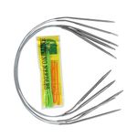 KnitPal 16-inch (40cm) Metal Circular Knitting Needles Set - Stainless Steel Knitting Needles with Long Fixed Cable - 5 US Sizes: 4/3.25mm, 5/3.75mm, 6/4mm, 7/4.5mm, 8/5mm - Free Patterns