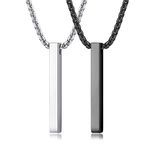 YAODCA Mens Necklaces Stainless Steel Silver and Black Bar Pendant Necklace for Men Women Couples Necklaces Mens Chain Necklace B