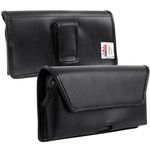 Turtleback Holster Designed for Galaxy S23 Ultra, S22 S21 S20 Ultra Belt Case Black Leather Pouch with Executive Belt Clip, Horizontal Made in USA