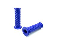 Motorcycle Hand Grips for 7/8 inch Handlebars | Diamond Style in Blue | Premium Comfort with Durable Rubber | Perfect all Street Bikes and Cafe Racers - 2 PCS