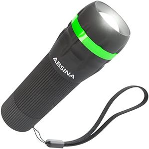 ABSINA mini linterna LED con batería - Linterna niños con 60 lúmenes & 110m de alcance - Linterna infantil para niños y niñas, foco ajustable, incluye batería - Linternas pequeñas