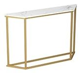 Safdie Console Sofa Table, L44xW9xH30 inches, Marble Gold