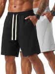 ZUY Men's Baggy Sweat Shorts Cotton Fleece 8" Athletic Shorts Pro Workout Gym Lounge Shorts for Mens with Pockets Black/Light Grey M