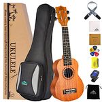 EastRock Soprano Concert Ukulele 21 Inch Ukelele Set for Kids Beginners & Adults with Bag Tuner Strap Cleaning Cloth Ukulele Picks Carbon Strings (Soprano, Mahogany)
