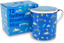 T2 Tea Boxed Iconic Mug, Fine Bone China Mug with Infuser, Sydney Breakfast, 400ml, 1 Count (Pack of 1)