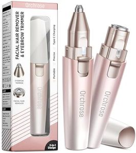 Facial Hair Remover Eyebrow Trimmer: Portable Rechargeable 2 in 1 Face Shaver for Women - Painless Electric Hair Removal Device for Face Eyebrows Peach Fuzz Lips with Light