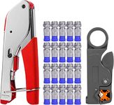 Coax Cable Crimper, Coaxial Compression Tool Kit Wire Stripper with F RG6 RG59 Connectors