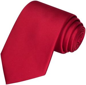 KissTies Mens Scarlet Red Solid Satin Tie Necktie Wedding Ties + Gift Box