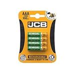 JCB, AAA (900mAh) Rechargeable Batteries - Pre-Charged / Ready to Use - (Pack of 4)