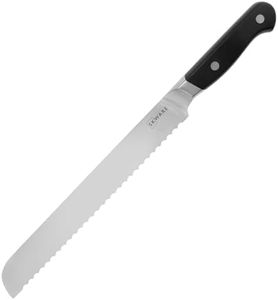 SKWARE Bread Knife - 10 Inch Long Bread Slicer Knife - Premium Serrated German Stainless Steel - Sharp, Deep, Wide Serrations for Optimal Bite - Black