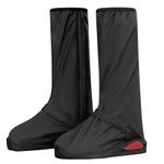 iCreek Waterproof Shoe Covers Reflective Rain Boot Foldable Non-Slip Protective Overshoes for Rainy Day, Hiking, Outdoor (Black, Medium)