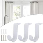 BTSKY 3 Pack Metal Ceiling-Mounted Curtain Rod Brackets for 25mm Rod - Drapery Rod Hanging Holders Curtain Pole Holders Curtain Rail Brackets, White