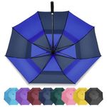 ZOMAKE Umbrella Windproof Strong XL - Golf Umbrella 62 Inch Double Canopy - Extra Large Golf Umbrella Windproof Strong for Men and Women(Dark/Blue Mismatch)