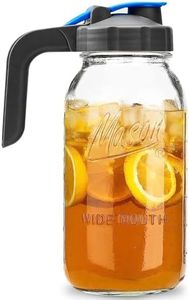 Half Gallon Mason Jar Pitcher Large Wide Mouth 64 oz with Lid - 2 Quart for Iced Tea, Sun Lemonade, Coffee, Airtight, Set of 1