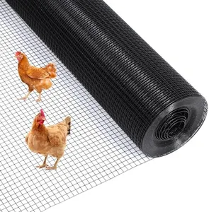 1/2" 48"*100' Black Hardware Cloth, 19 Gauge PVC Coated Wire Mesh Vinyl Coated Fence, Chicken Wire Fencing Roll, for Chicken Coop Garden Fencing Rat Wire Mesh