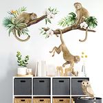 Mfault Monkey Climbing Tree Jungle Animals Kids Room Decor Baby Boys Girls Bedroom Art Nursery Nursery Playroom Classroom Wall Stickers