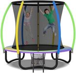 HeyZoo Trampoline for Kids and Adults, 8FT 10FT Trampoline with Enclosure and Step Ladder, Safety Net Pad, Outdoor Round Spring, Max Limit 450KG, ASTM Approved, Multi Color, 8FT