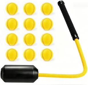 Rope Swing Bat Trainer Kit for Baseball & Softball W 12 Foam Balls,Yellow