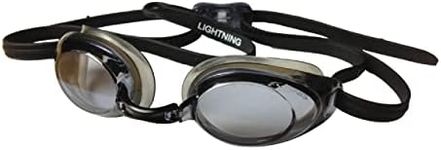 FINIS Lightning Goggles - Competitive Swim Goggles for Women and Men - Watertight Swimming Goggles with Adjustable Silicone Straps - Adult Swim Goggles with 4 Interchangeable Nose Pieces - Black/Smoke