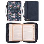 Christian Art Gifts Men/Women's Bible Cover All That You Do 1 Corinthians 16:14, Navy Floral Canvas, Medium