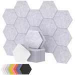 18 Pack Hexagon Acoustic Panels Self-adhesive, TONOR 12"x10"x0.4" High Density Sound Proofing Panels for Walls, Sound Deadening Treatment Sound Absorbing for Studio,Office,Home,Fight Gray
