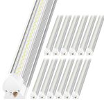 LED Shop Light 4FT, 6000K 50W 7500Lm Linkable Utility Ceiling Light Fixture, 4 Foot T8 Integrated LED Tube Lights, V Shape High Output Linkable with On/Off Switch (12Pcs)